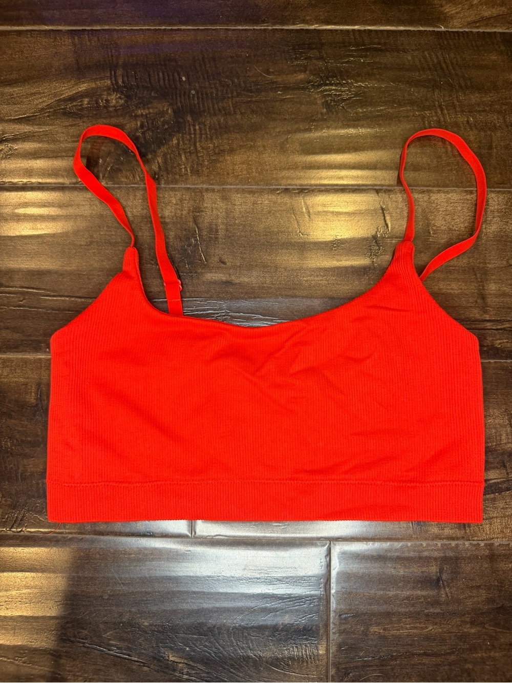 Aerie Superchill Ribbed Bralette Crop Top Orange Red Size Large